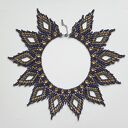 Etniczny naszyjnik 'Azure & Gold' - kolia z koralików szklanych