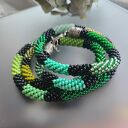 Naszyjnik Zielony Wąż Sznur Koralikowy