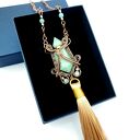 Miedziany naszyjnik z amazonitem - perfumetka wire wrapping