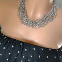 Naszyjnik Koraliki Drobinki Srebrne