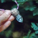 Naszyjnik FOREST SPIRIT z elfem, rubinem i kryształem górskim