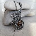 Stio II - srebrny naszyjnik z kwarcem dymnym (wire wrapping)