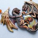 Smocza Straż - rzeźbiony naszyjnik z agatem i karneolem