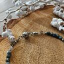 Choker z dumortierytem, labradorytem i kwarcem dymnym