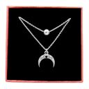 Srebrny podwójny naszyjnik księżyc czarny jet pudełko