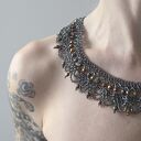 Kolia 'Grafit i Miedź' z fasetowanych koralików