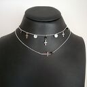 Choker ze stali szlachetnej z krzyżykiem i agatem 4 mm