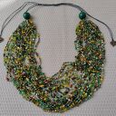 Zielony Naszyjnik Boho z Kolorowych Koralików Szklanych - Artystyczny Handmade