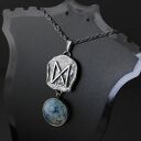 Runa Dagaz z agatem wężowym - srebrny amulet przemiany