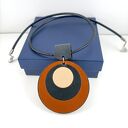 Naszyjnik skórzany minimalistyczny „Pawie oczko” brązowo-czarny
