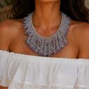 Naszyjnik "LAVENDER FROST - Hand - Woven Bead Collar"
