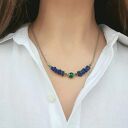Naszyjnik kobaltowy - lapis lazuli, malachit