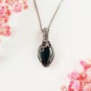 Naszyjnik Hematyt stal chirurgiczna wisiorek handmade wirewrapping