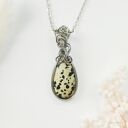 Naszyjnik Jaspis Dalmatyński stal chirurgiczna wisiorek handmade wirewrapping