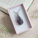 Naszyjnik Ametyst Chevron stal chirurgiczna wisiorek handmade wirewrapping