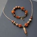 Agat DZI i rudraksha w niezwykłym etnicznym naszyjniku unikat handmade UNISEX, super prezent
