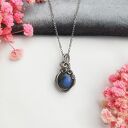 Naszyjnik Labradoryt Mini stal chirurgiczna wisiorek handmade wirewrapping