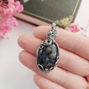 Naszyjnik Larvikit - stal chirurgiczna, wire wrapping handmade