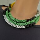 Naszyjnik Zielony Wąż Długi Sznur Koralikowy