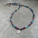 błękit z burgundem srebro 925