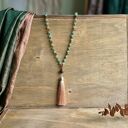 Leśny amulet - naszyjnik boho z awenturynem i agatem mszystym