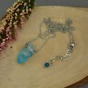 Naszyjnik Talizman z Niebieskim Kryształem Górskim - Wire Wrapping