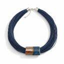 NASZYJNIK LEN GRANATOWY z ceramiką