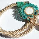 Emerald and Champagne - naszyjnik soutache