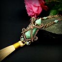 Miedziany naszyjnik z amazonitem - perfumetka wire wrapping