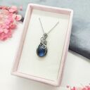 Naszyjnik Labradoryt Mini stal chirurgiczna wisiorek handmade wirewrapping