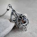 Stio II - srebrny naszyjnik z kwarcem dymnym (wire wrapping)