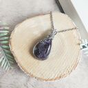 Naszyjnik Ametyst Chevron stal chirurgiczna wisiorek handmade wirewrapping