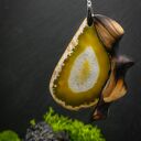 Naszyjnik Wiąz i Agat Żółty Premium - pirografia, naturalne drewno i żółty agat