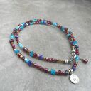 błękit z burgundem srebro 925