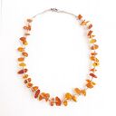 Matowe bursztyny Naszyjnik lniany