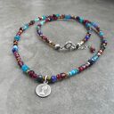 błękit z burgundem srebro 925