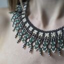 Ażurowa kolia „Kryształowa Jaskinia” - boho naszyjnik choker z koralików szklanych