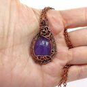 Miedziany naszyjnik z fioletowym jadeitem