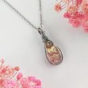 Naszyjnik Rodochrozyt stal chirurgiczna wisiorek handmade wirewrapping