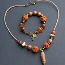 Agat DZI i rudraksha w niezwykłym etnicznym naszyjniku unikat handmade UNISEX, super prezent