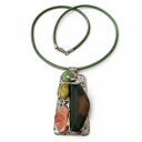 Naszyjnik z witrażowym wisorem Amazonia wykonany metodą Tiffany