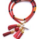 Naszyjnik Lariat Czerwony z Chwostem