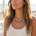 Krótki naszyjnik z naturalnej chryzokoli 6 mm - styl boho