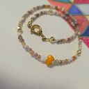 Naszyjnik agat ognisty fasetowany łaciaty, grzybek