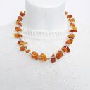 Matowe bursztyny Naszyjnik lniany