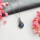 Naszyjnik Labradoryt Mini stal chirurgiczna wisiorek handmade wirewrapping