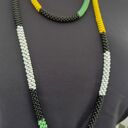 Naszyjnik Zielony Wąż Długi Sznur Koralikowy