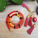 Naszyjnik Lariat Czerwony z Chwostem