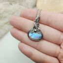 Naszyjnik z kamieniem księżycowym - stal chirurgiczna i wire wrapping