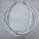 Krótki szary naszyjnik Crystal z koralików - choker 40 cm